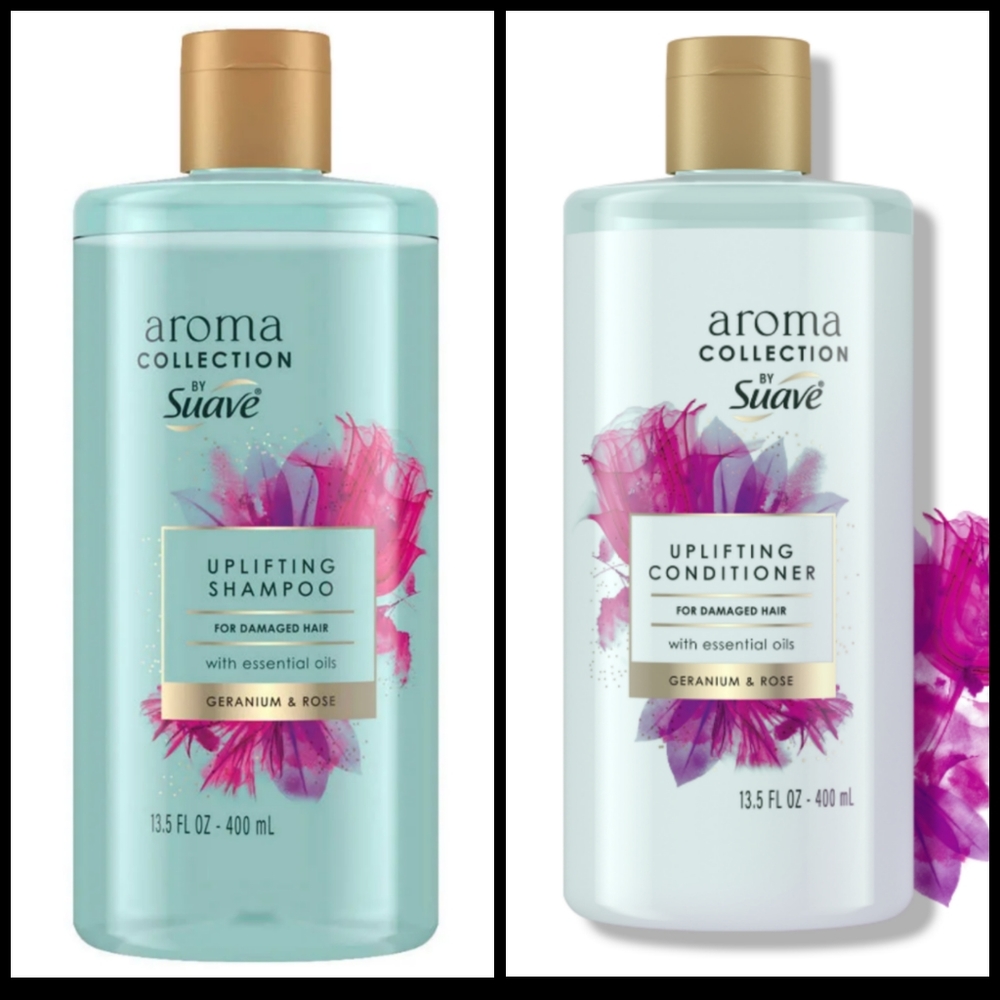 Suave Aroma Collection "Uplifting" Shampoo & Conditioner Geranium &‎ Rose
